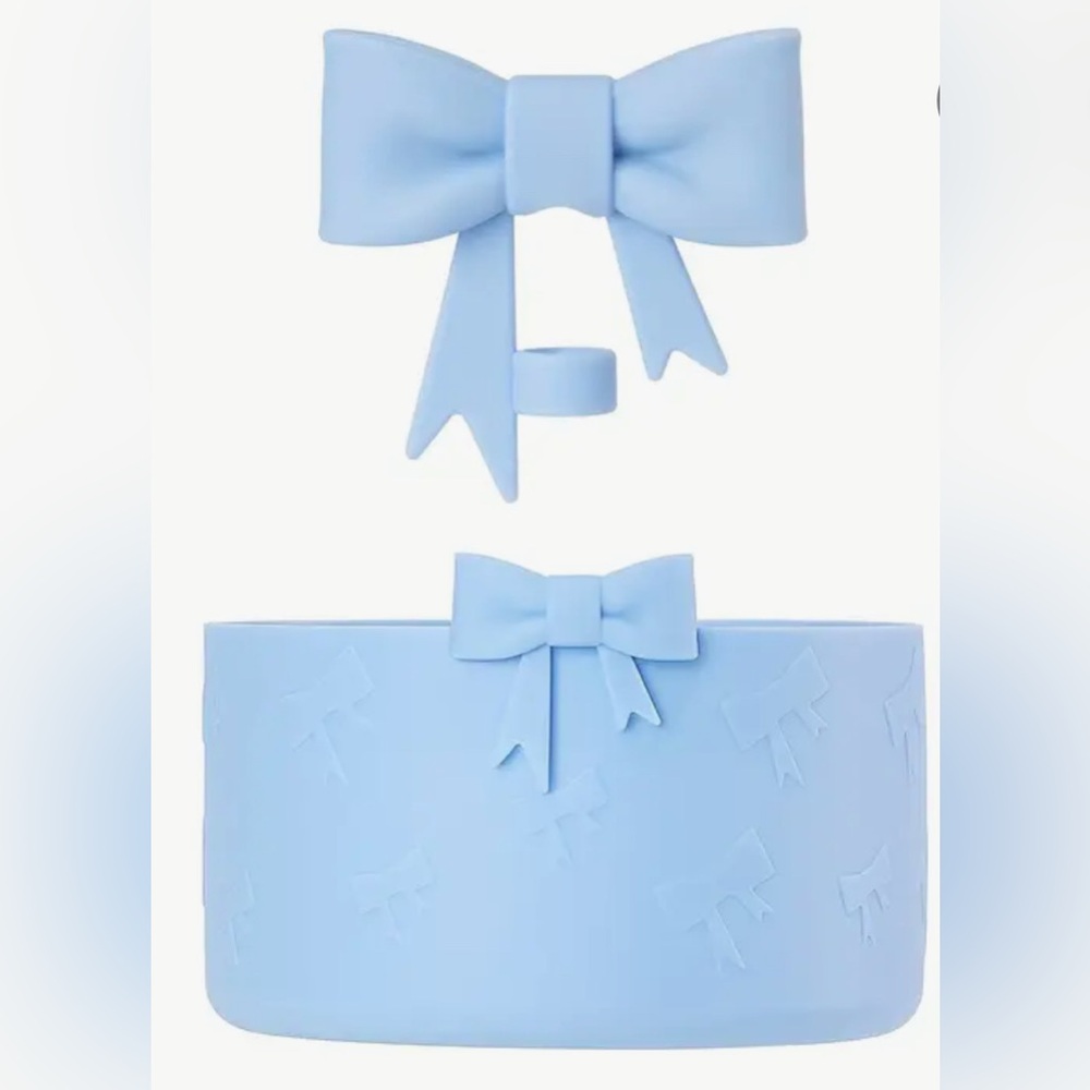 Blue Bow Straw Cover Topper and tumbler boot sleeve cover for 30/40 oz tumbler